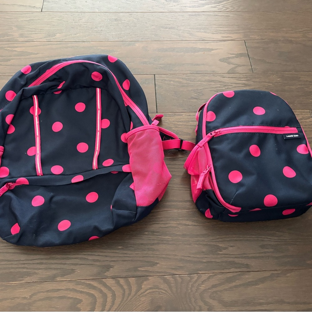Lands End kids matching backpack and lunchbox